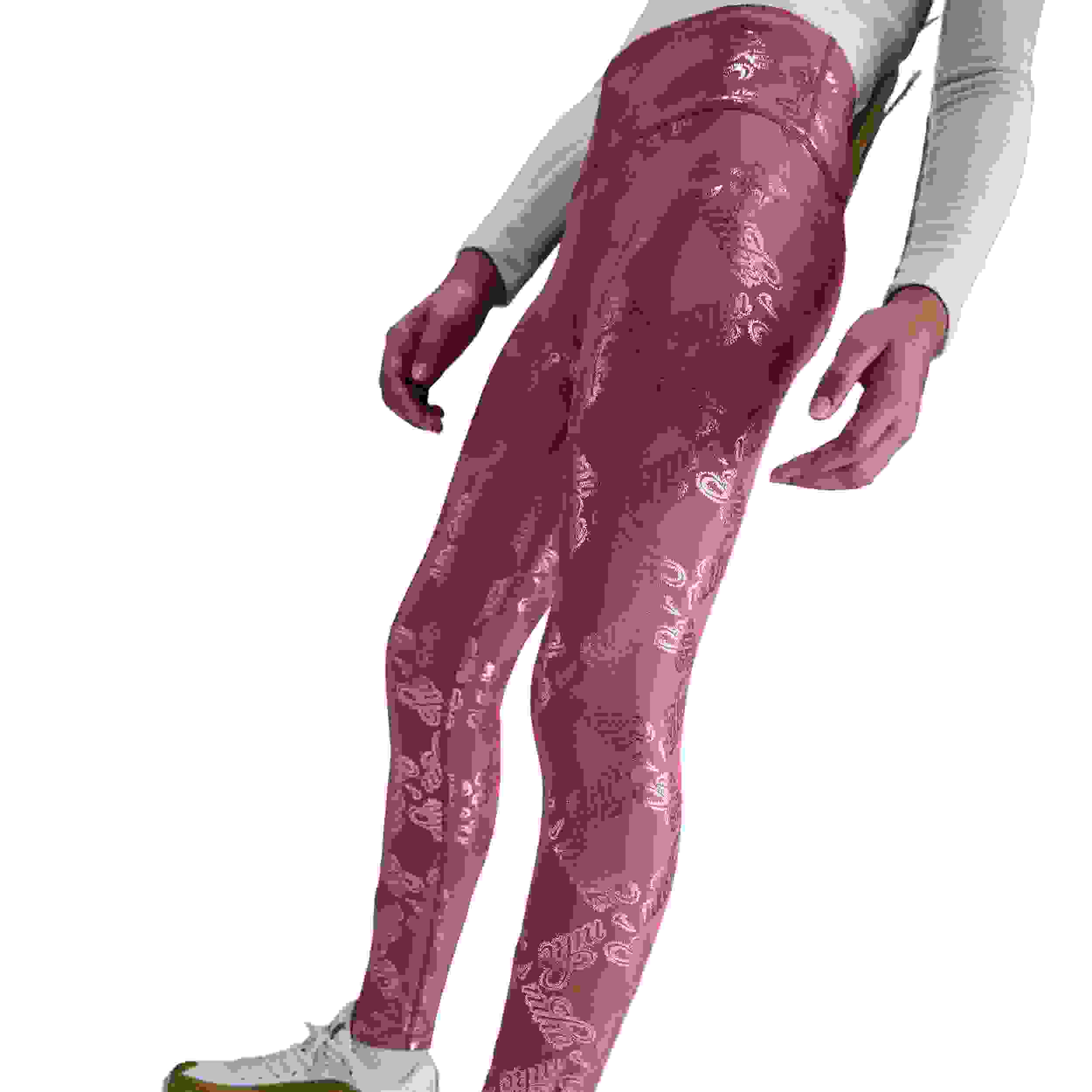 Nike One Dri-FIT Big Girls' Beet Purple/Gold Printed Leggings